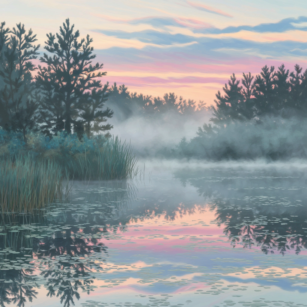 Pastel Sunrise by the Lakeside