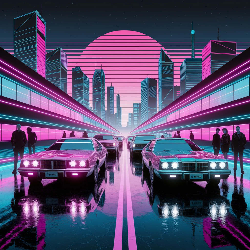 Neónové noci: Retrowave mestská krajina