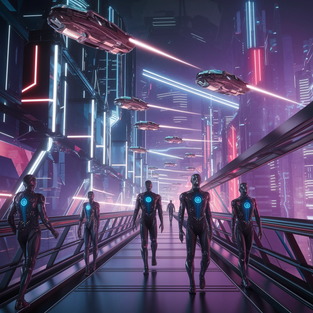 Neon Skyline: Futuristisk Storby Natteliv