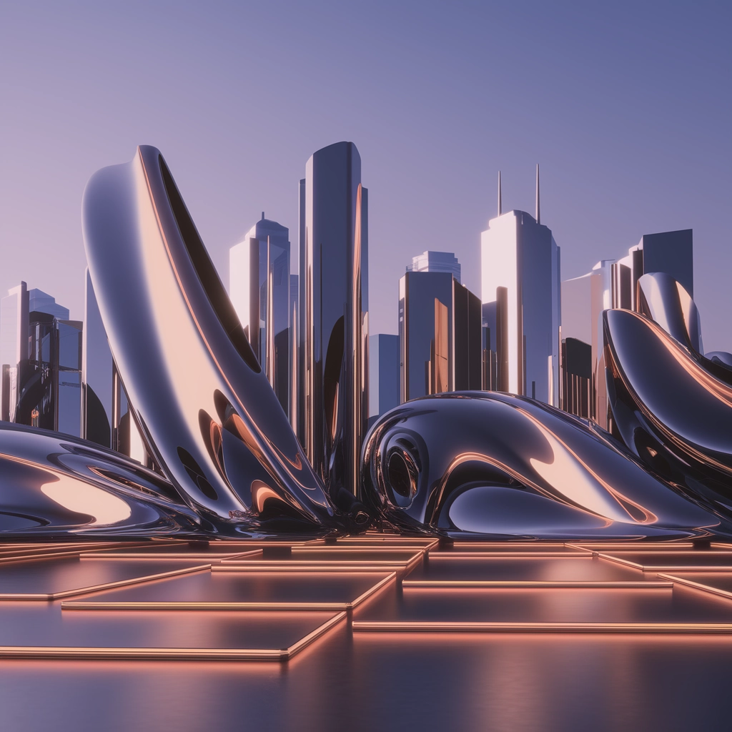 Futuristic 3D Cityscape at Dusk