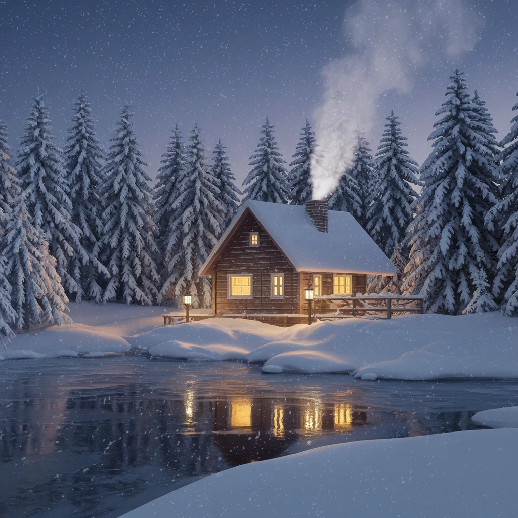 Winter Twilight Cabin Retreat