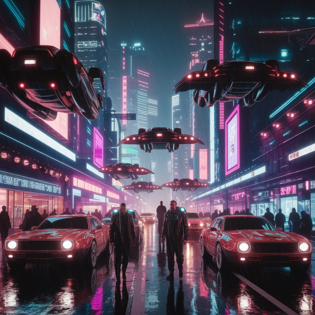 Neon Dreams: Futuristic Cyberpunk Cityscape