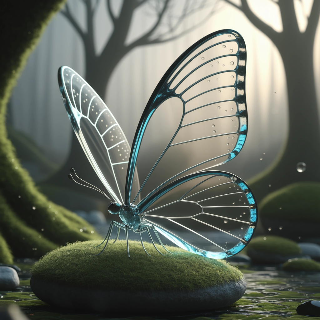Glass Butterfly at Dawn