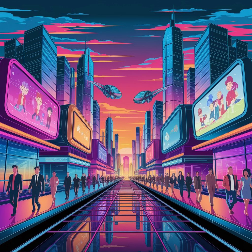 Neon Skyline: Hypertoon Futuristic Cityscape