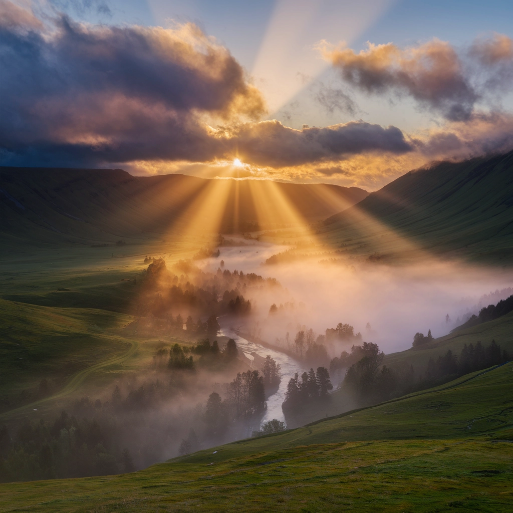 Sunrise Over Misty Valley