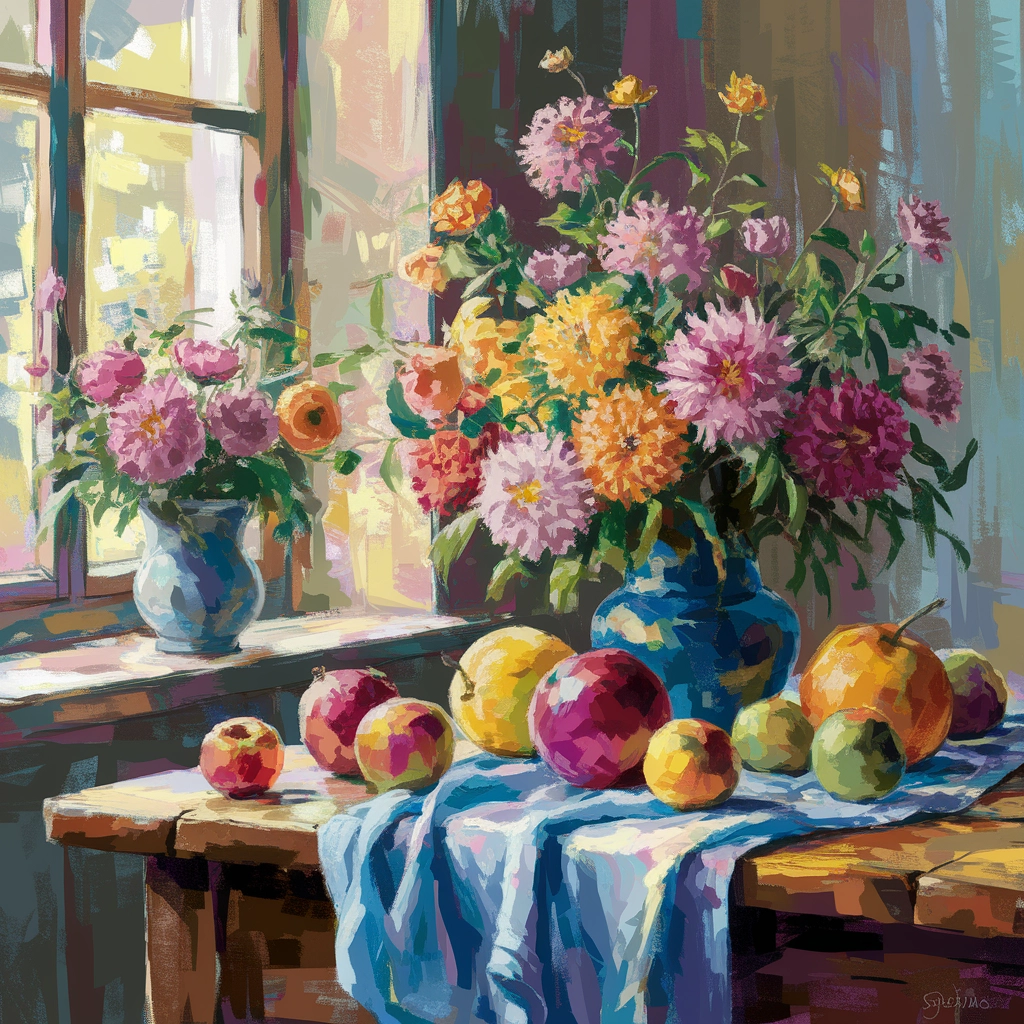 Whimsical Oil Pastel Still Life