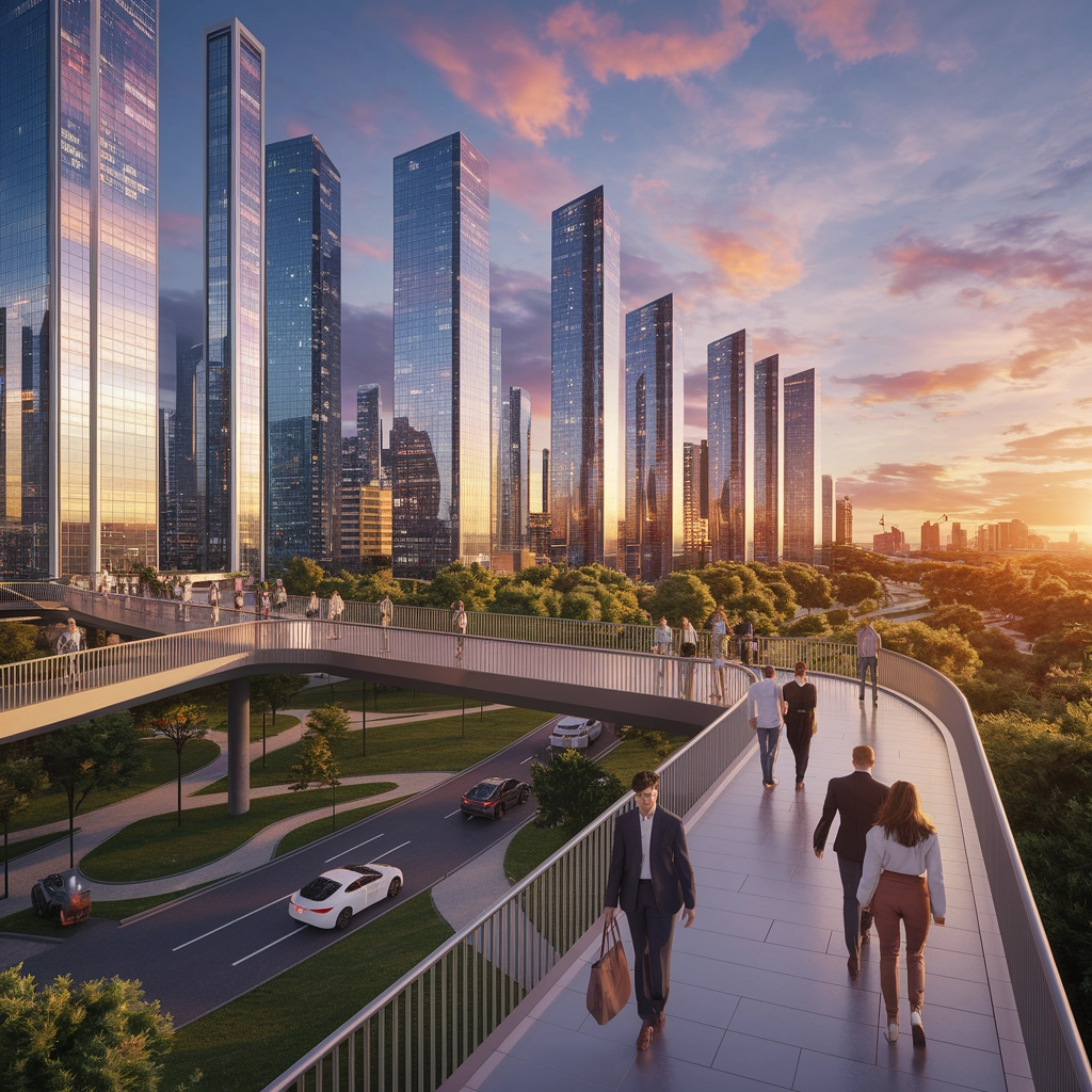 Futuristic Cityscape at Sunset
