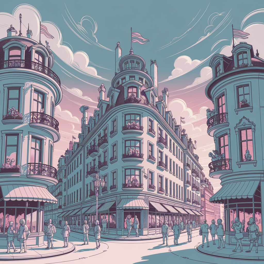 Whimsical Dawn Cityscape Sketch