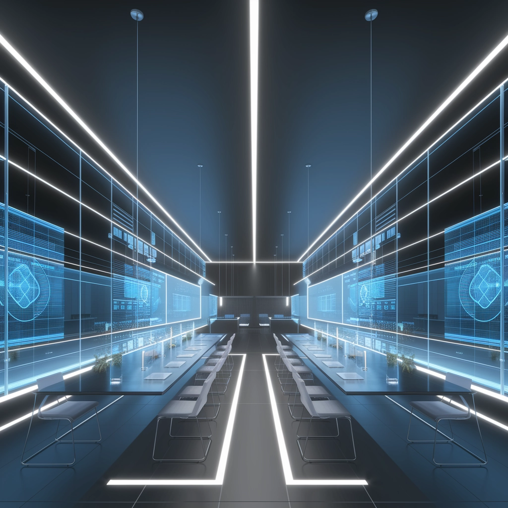 Futuristic Workspace in Sleek 3D Design