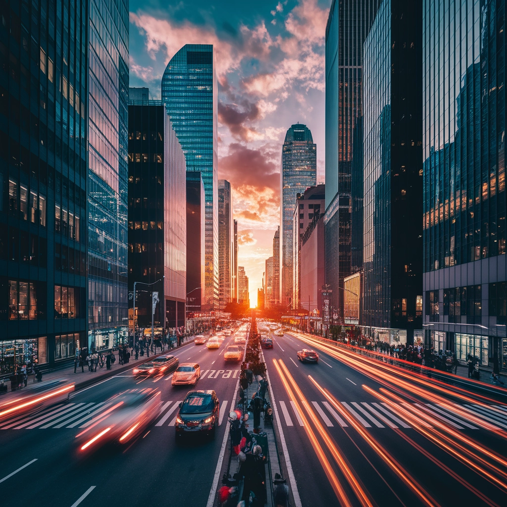 City Sunset in Wide-Angle Snap