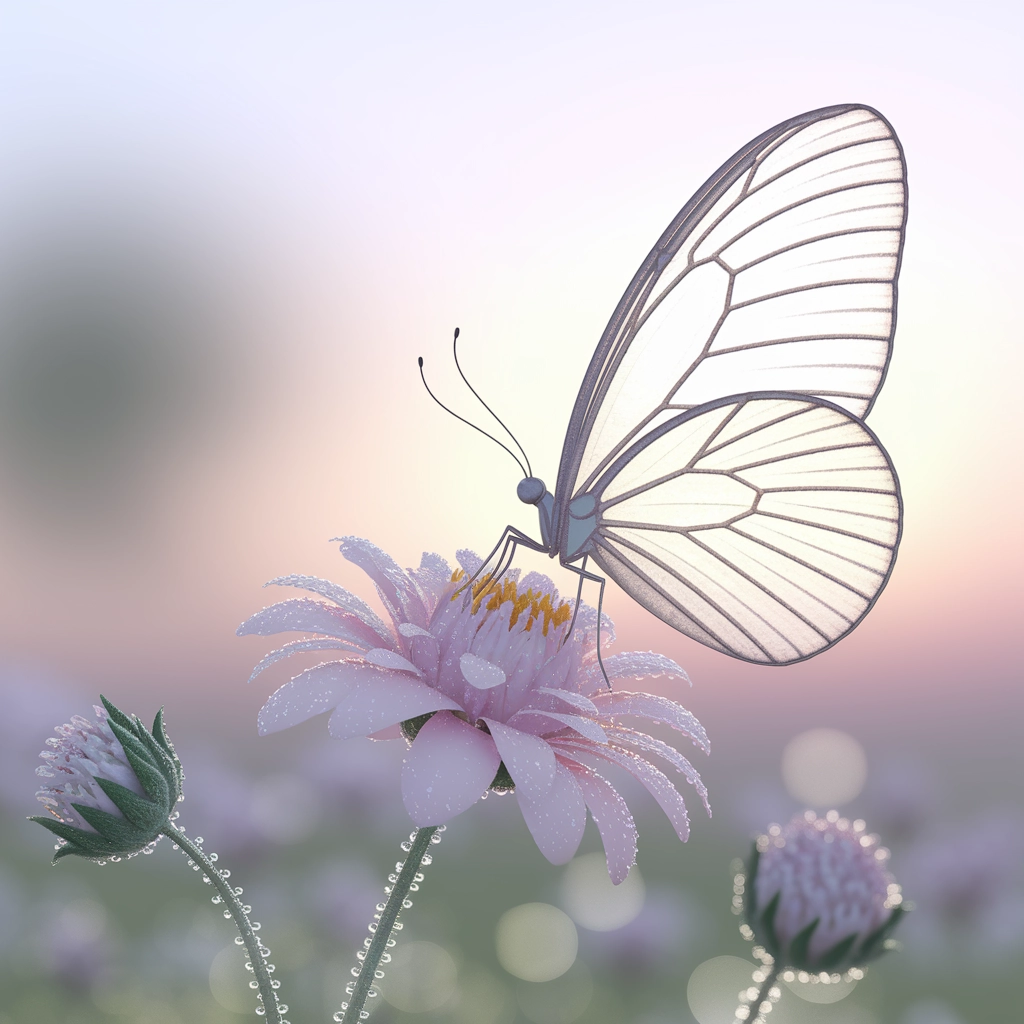 Translucent Butterfly at Sunrise: Delicate 3D Serenity
