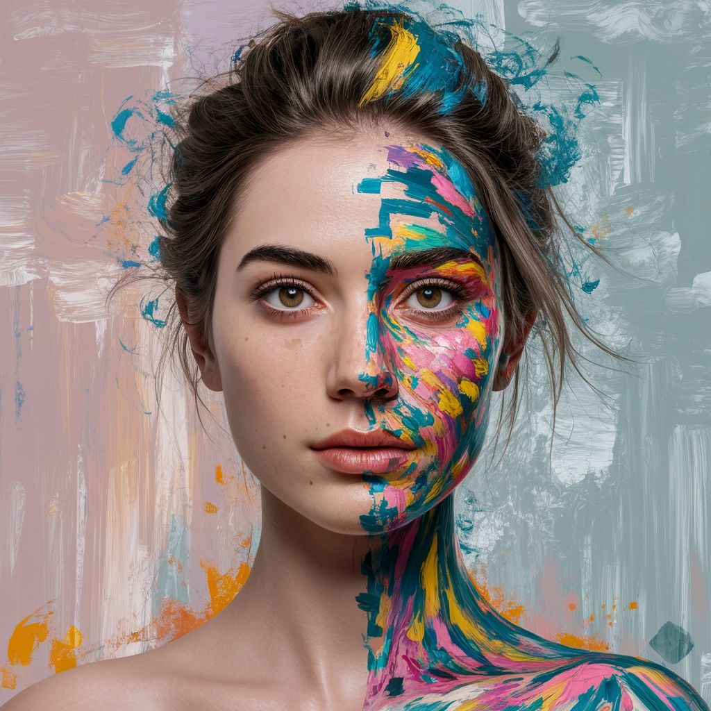 Overpainted Dreams: Surreal Portrait