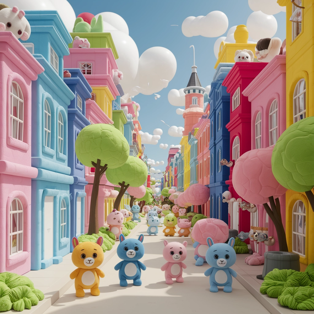 Plushy Metropolis: A Soft and Colorful City