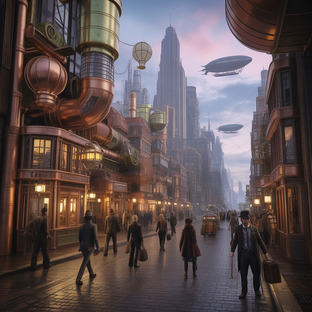 Steampunk City at Dusk
