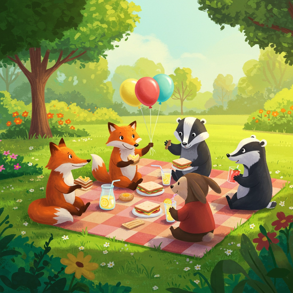 Cartoon Animal Picnic Party