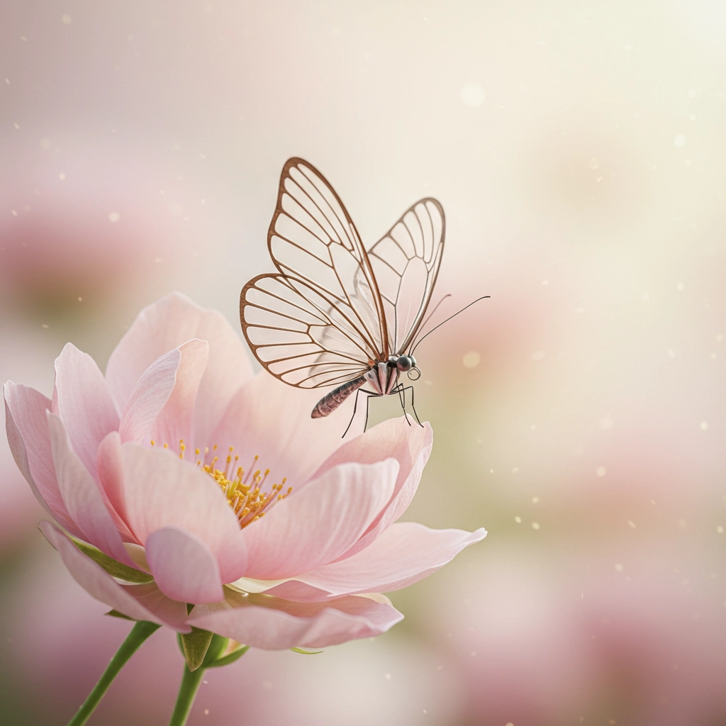 Delicate Glass Butterfly in Morning Light