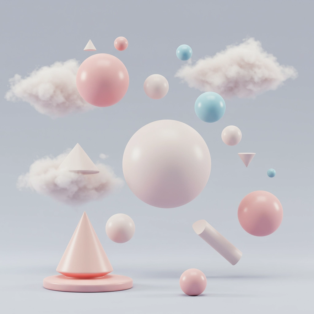 Dreamy Minimal 3D Geometric Wonderland