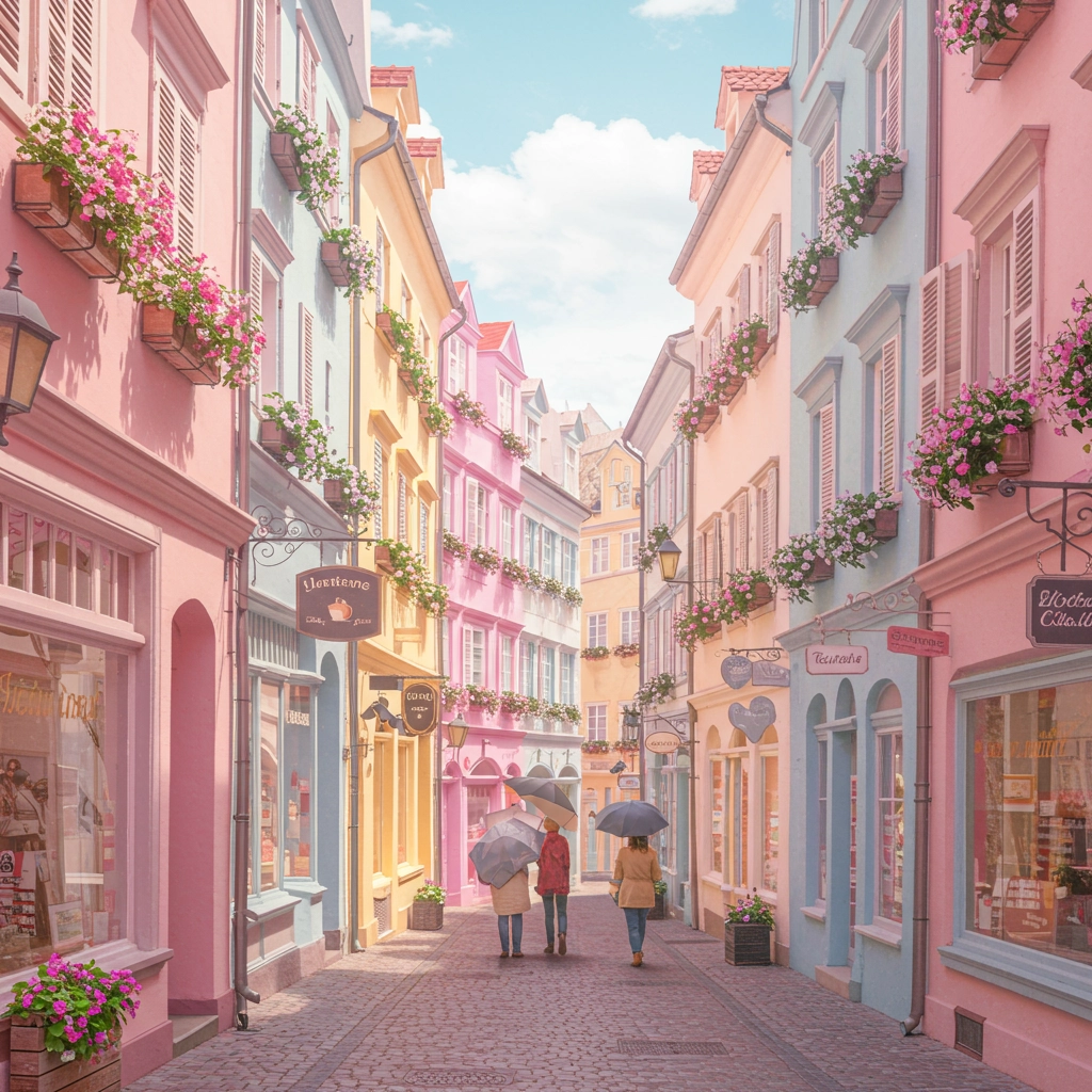 Whimsical Pastel Spring Street