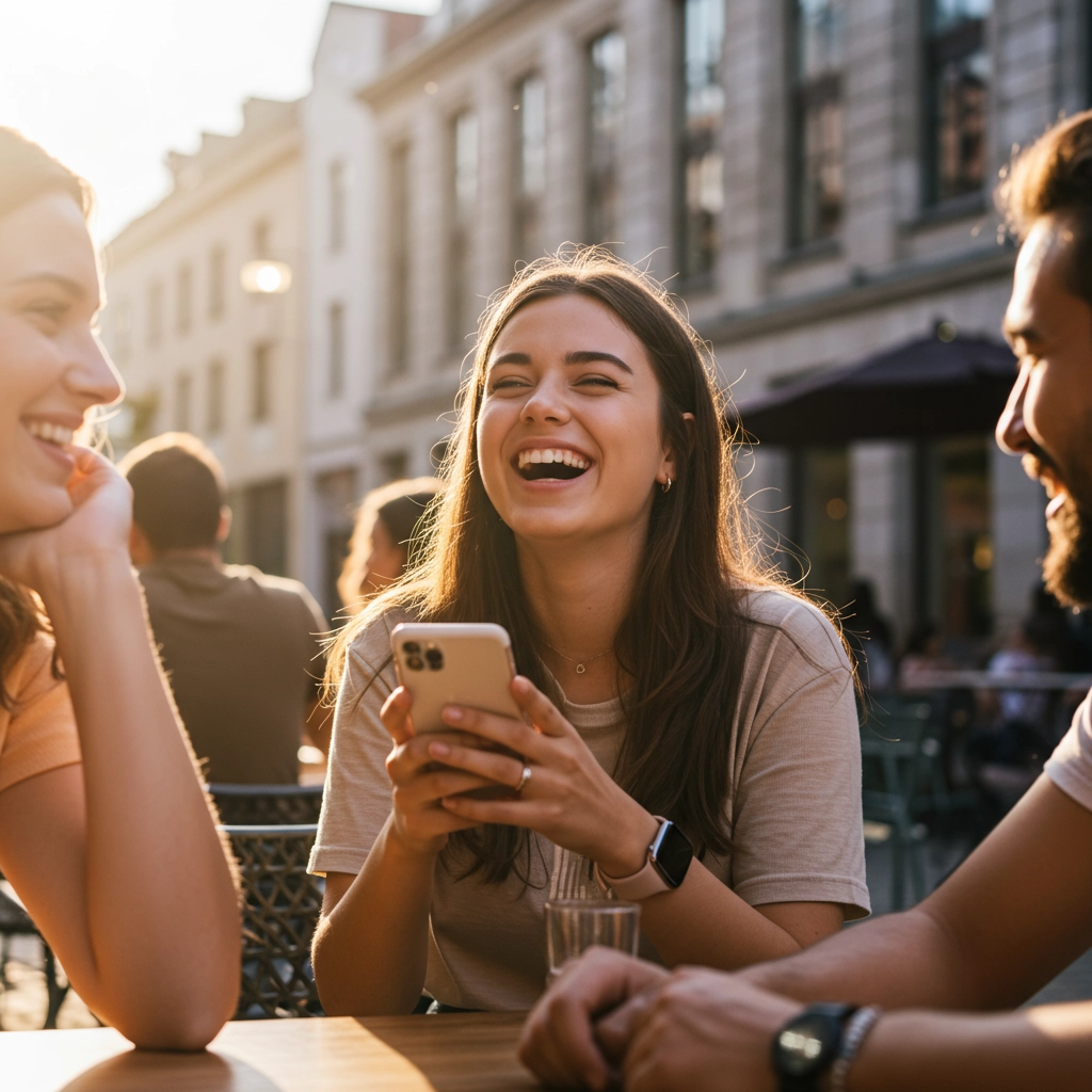 Candid Laughter at the Café