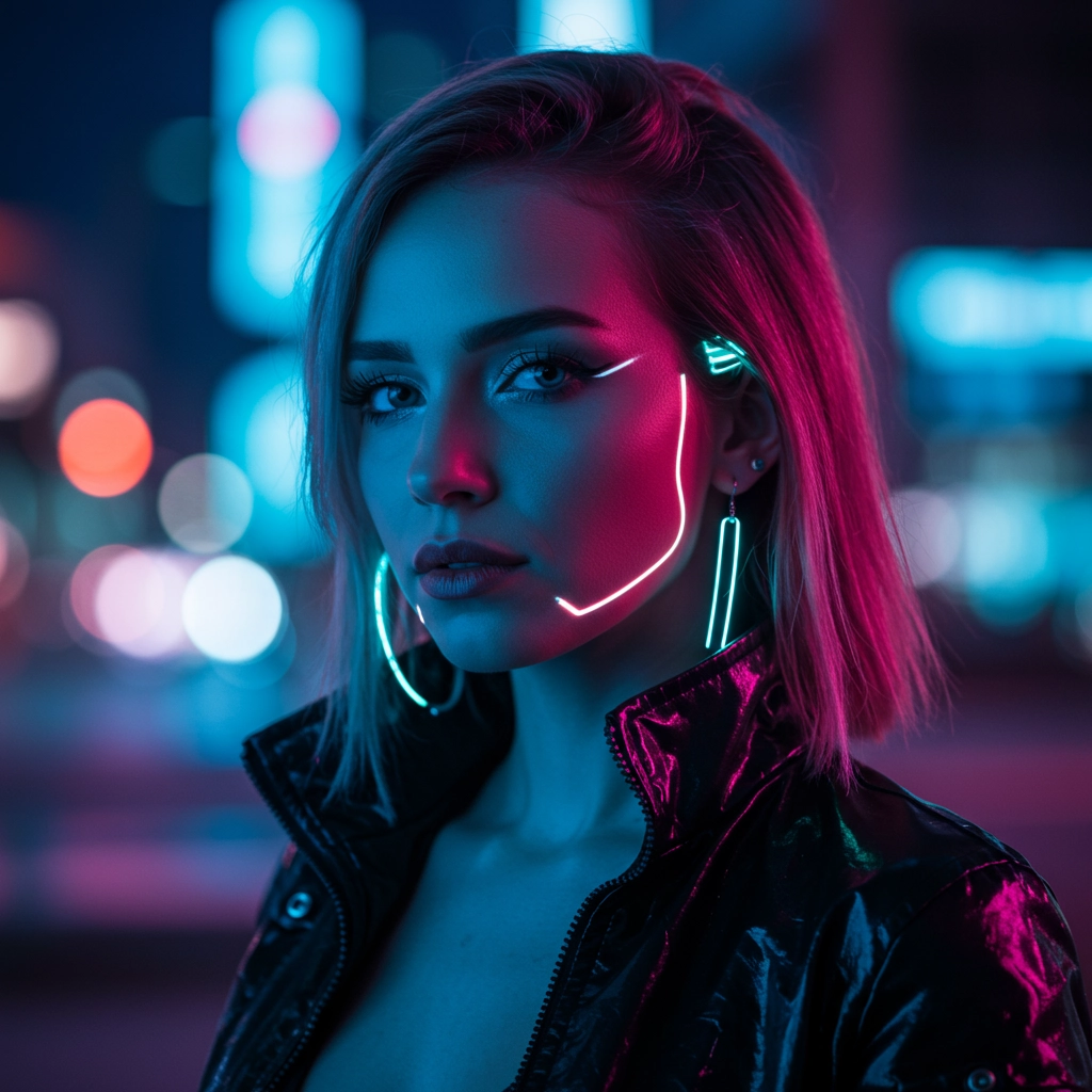 Neon Gaze: Futuristic Portrait