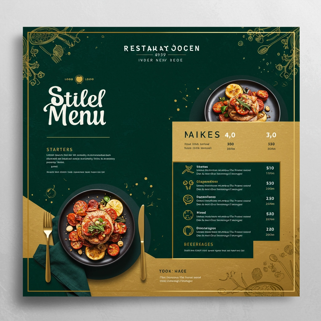 Moderní luxusní design menu restaurace