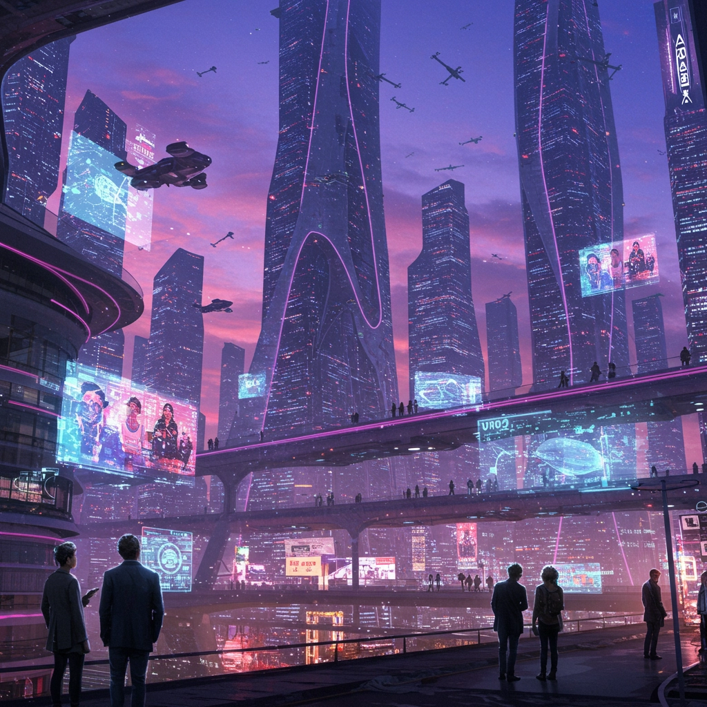 Neonska nebesa: Futuristična mestna pokrajina