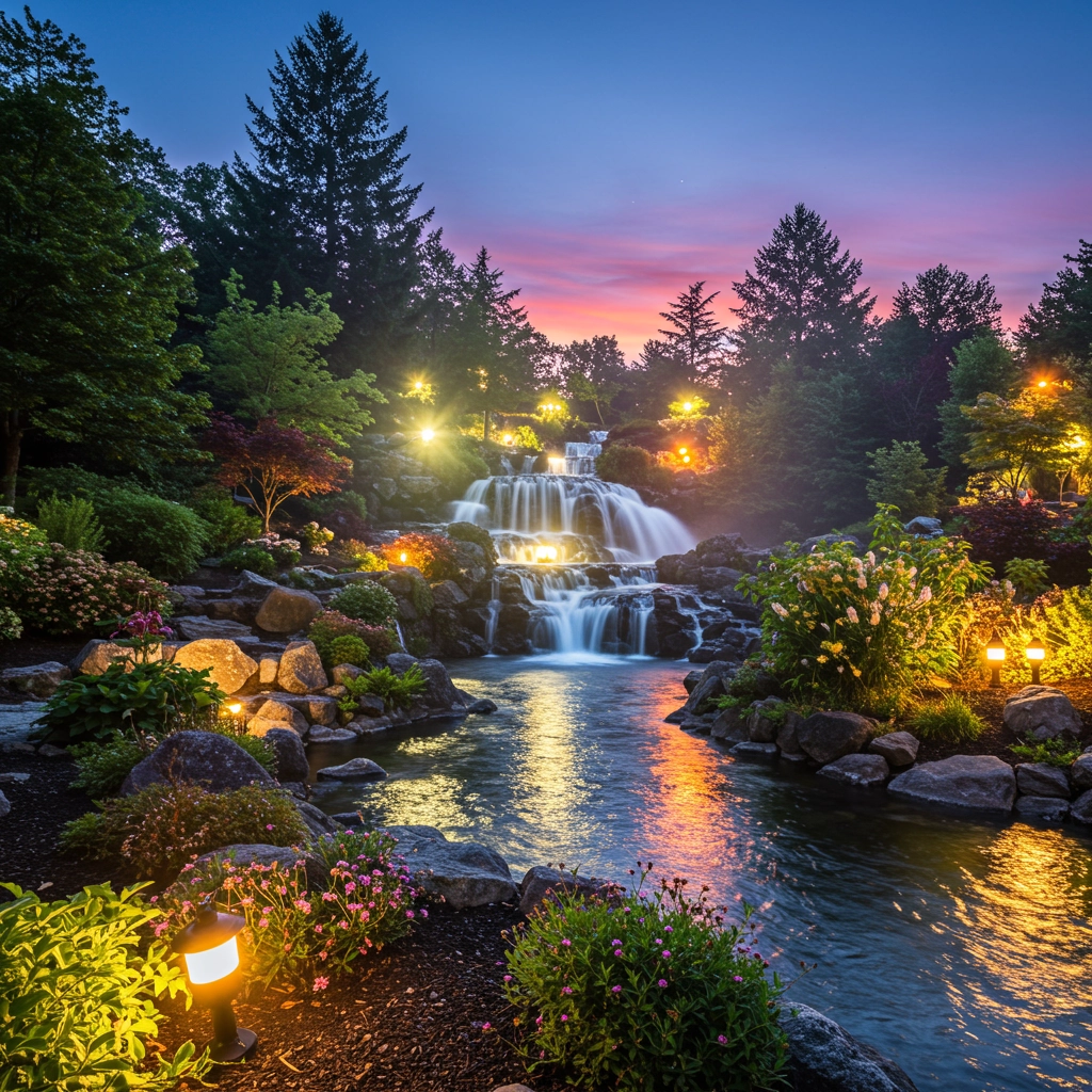 Twilight Sparkling Enchanted Waterfall