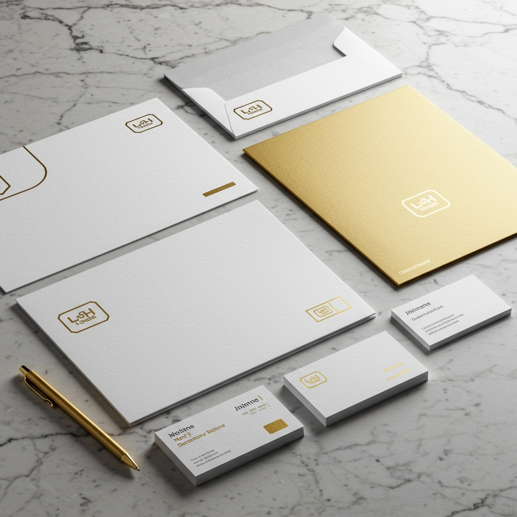 Luxurious Stationery Mockup on Marble Desk