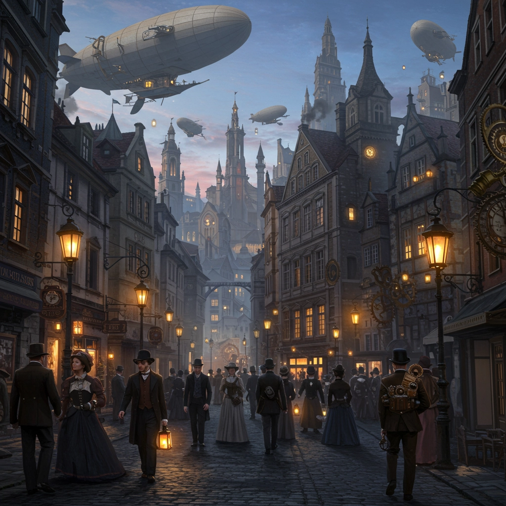 Steampunk City at Dusk