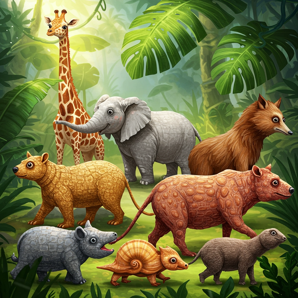 Whimsical Textured Animal Parade
