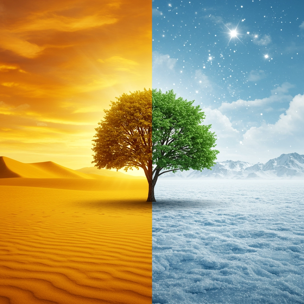 Surreal Warm-and-Cold Landscape Split