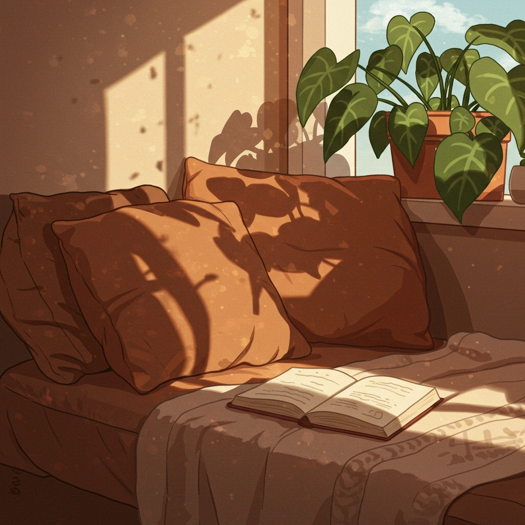 Sunlit Reading Nook in Warm Vector