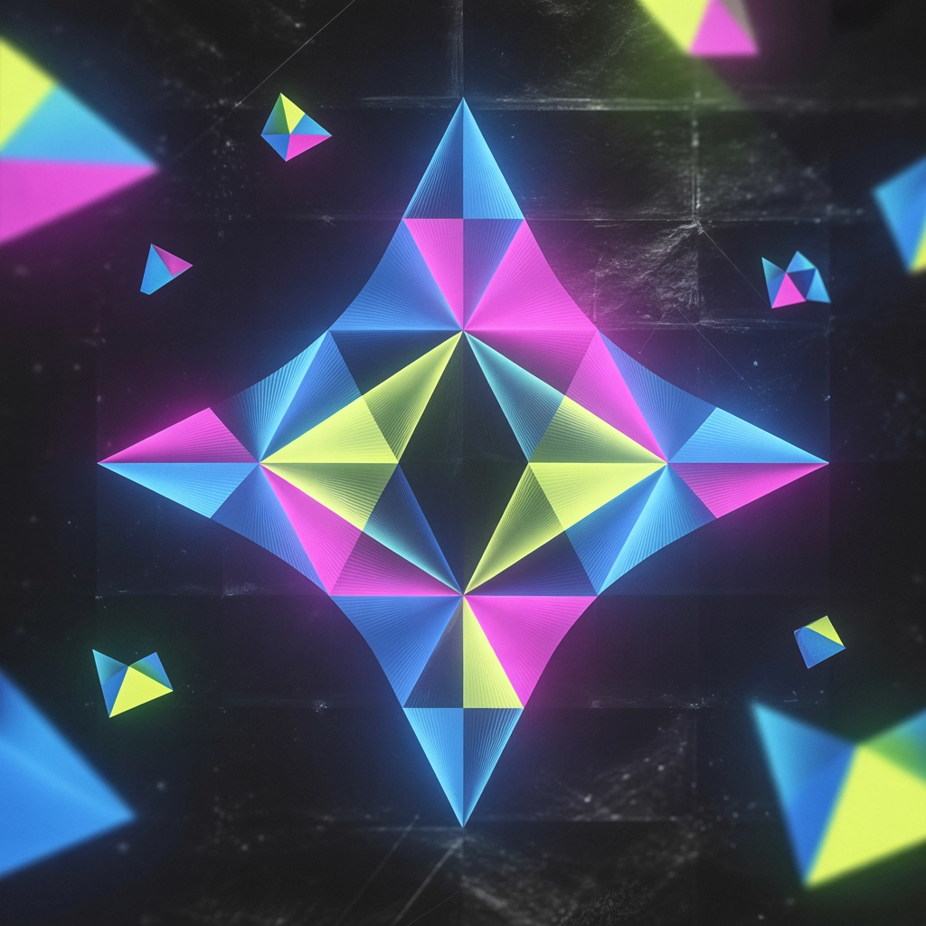 Abstract geometric digital art portfolio layout