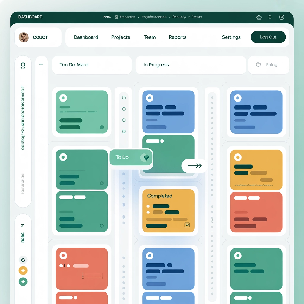 Project Management Kanban Board UI mockup