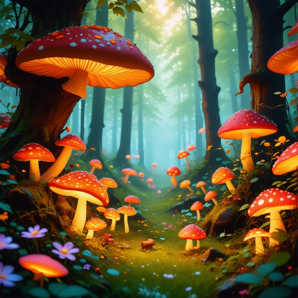 Enchanted Forest with Mystical Creatures in Anime Art