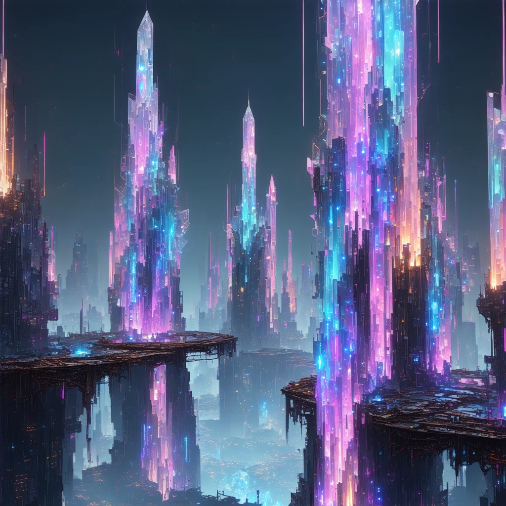 Futuristic Fantasy Cityscape in Anime Style