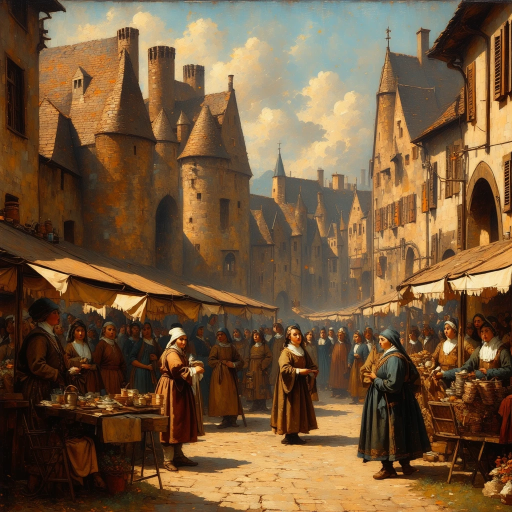 Medieval Market Scene
