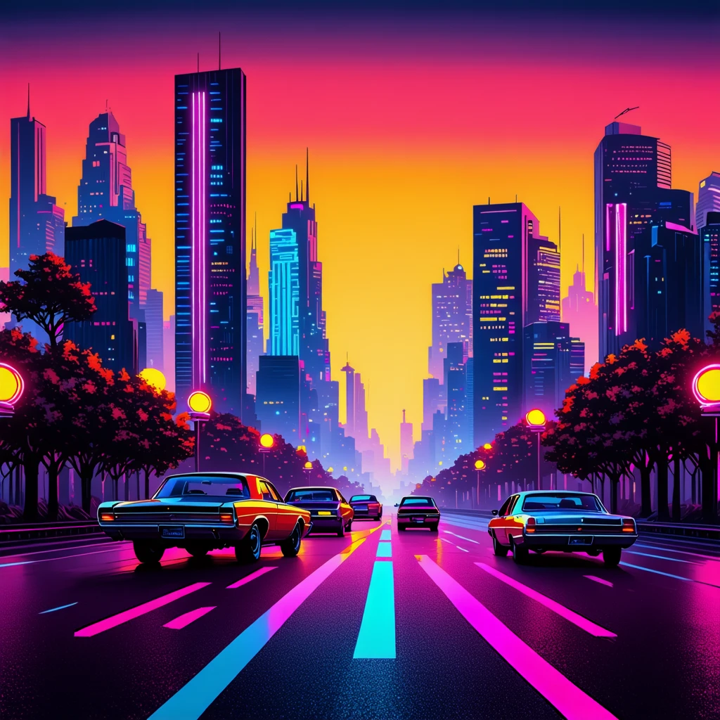 Music Album Cover (Synthwave Style)