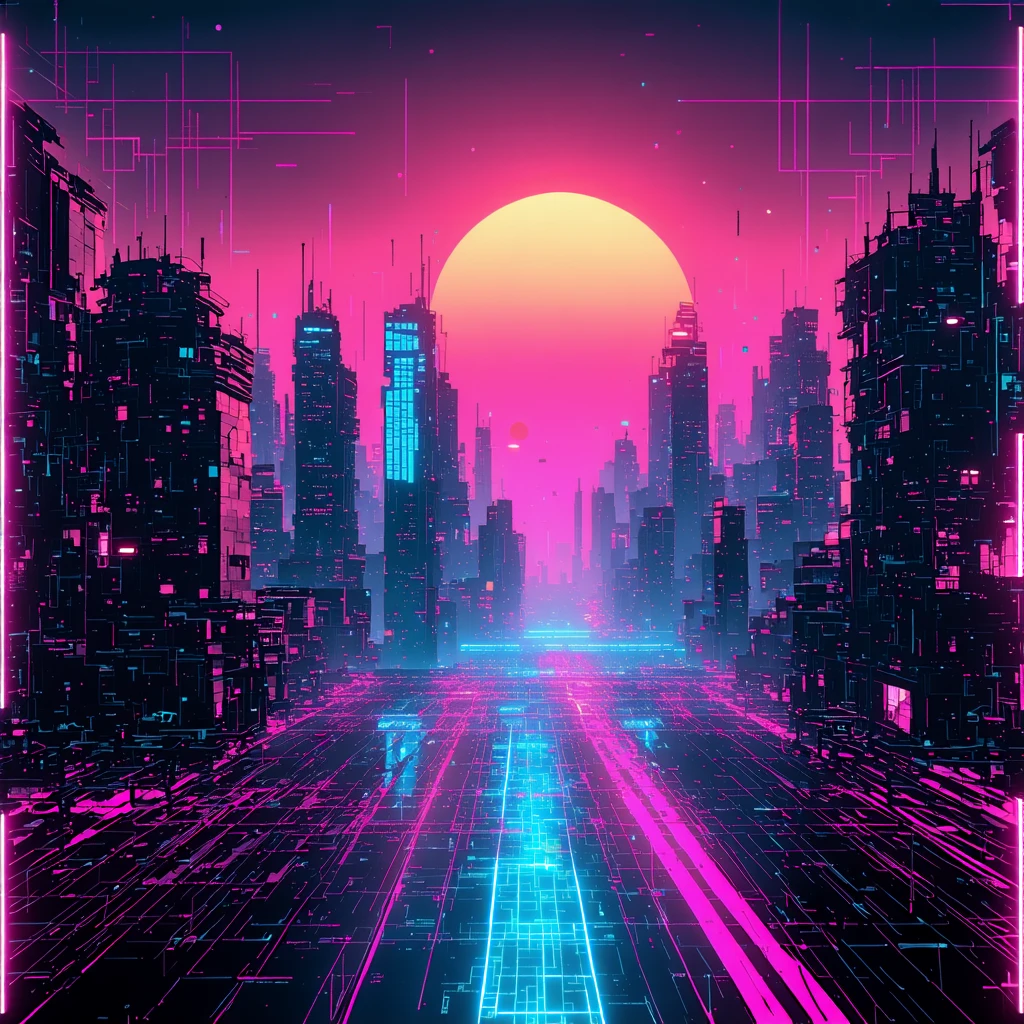 Futurisztikus városkép művészet