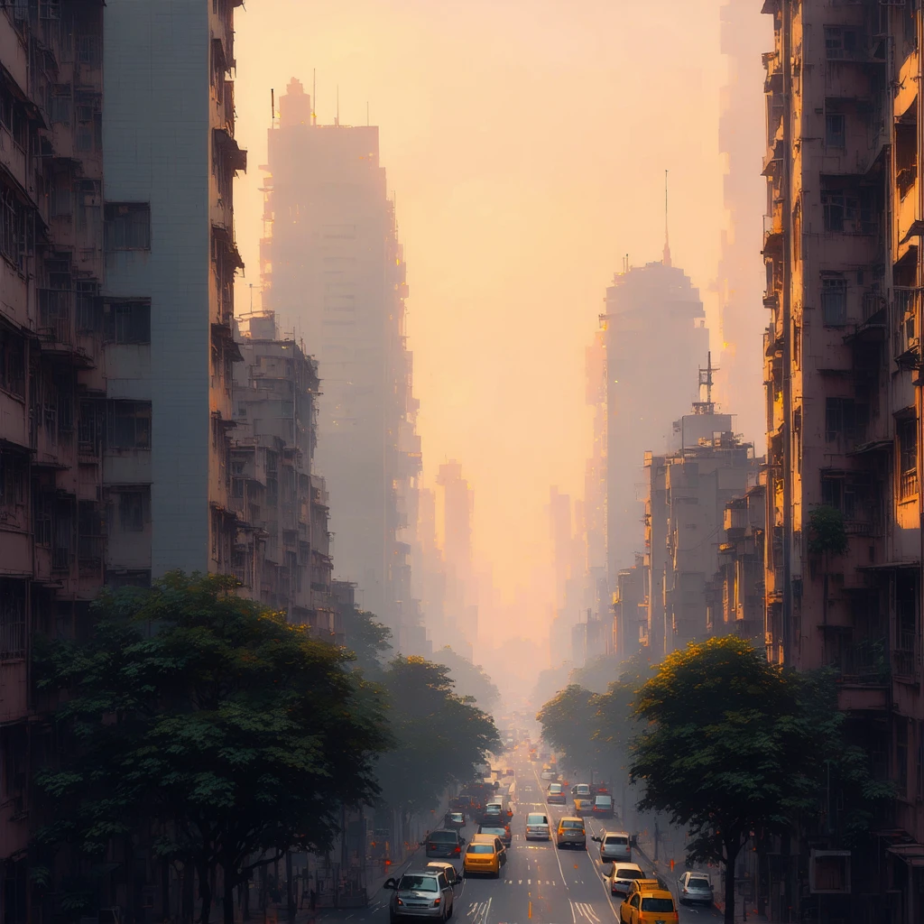 Escenas urbanas al atardecer